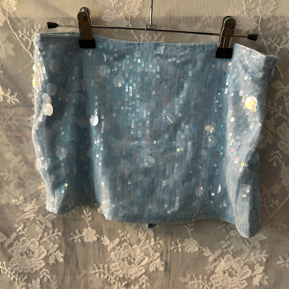 SOLD Sparkling Sexy Sequin Mini Skirt built in shorts Size Small - Picture 2 of 7